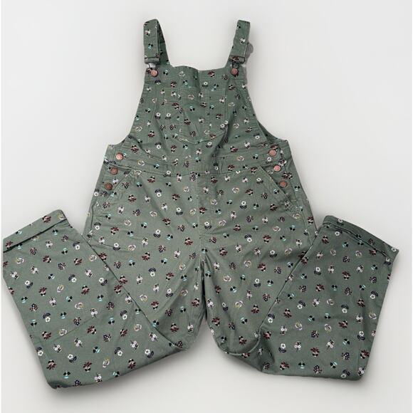 Boden Women's Dungarees Size 12 Dainty Floral Denim Girlfriend Overalls Green - Picture 2 of 10